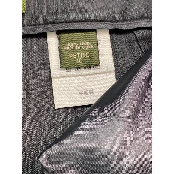 Eddie Bauer 100% Linen Casual Pants Womens Size 10 P Black Pleated Travel HIking - Picture 4 of 9